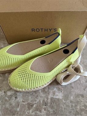 Rothy's Limeade Women’s Neon Yellow Knit Espadrille Ballet Flat